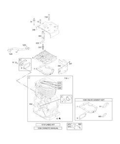 Cylinder, Head, Kits/Gaskets Sets - Valves Diagram and Parts List for 133402-0113-XX  Briggs and Stratton Engine